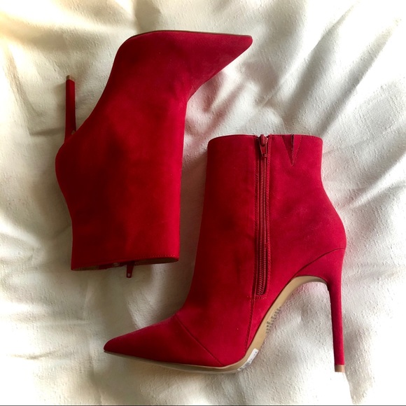 red stiletto ankle boots